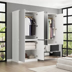 Combo Wardrobe Storage Cabinets Mirror Hanging Rod Bedroom ARMOIRES
