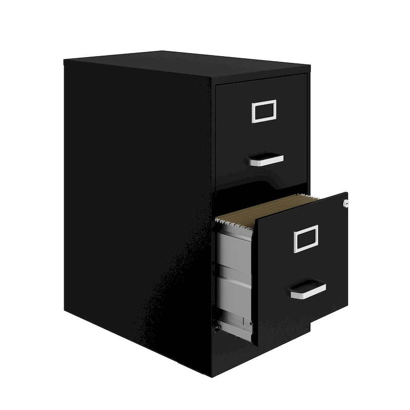Space Solutions 22 Deep 2-drawer Metal File Cabinet, Black
