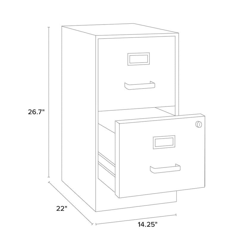 Space Solutions 22 Deep 2-drawer Metal File Cabinet, Black