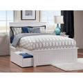 Letto a piattaforma Queen Nantucket bianco con 2 cassetti sottoponte