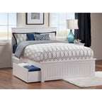 Letto a piattaforma Queen Nantucket bianco con 2 cassetti sottoponte