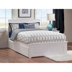 Letto a piattaforma Queen Nantucket bianco con 2 cassetti sottoponte