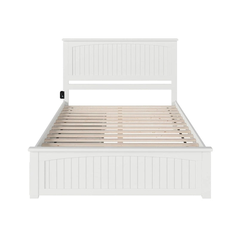 Letto a piattaforma Queen Nantucket bianco con 2 cassetti sottoponte