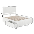 Letto a piattaforma Queen Nantucket bianco con 2 cassetti sottoponte