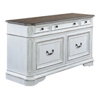 Credenza Magnolia Manor anticata bianca con finitura weathered bark