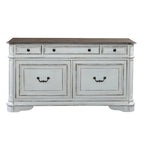 Credenza Magnolia Manor anticata bianca con finitura weathered bark