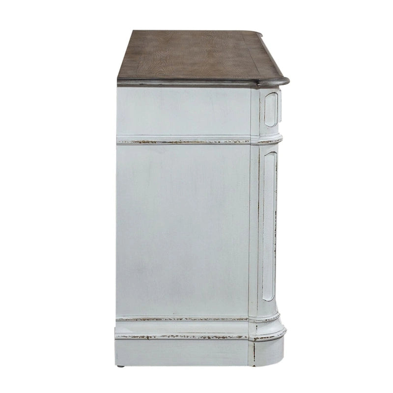 Credenza Magnolia Manor anticata bianca con finitura weathered bark