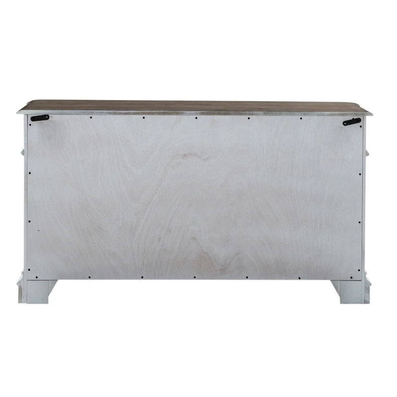 Credenza Magnolia Manor anticata bianca con finitura weathered bark