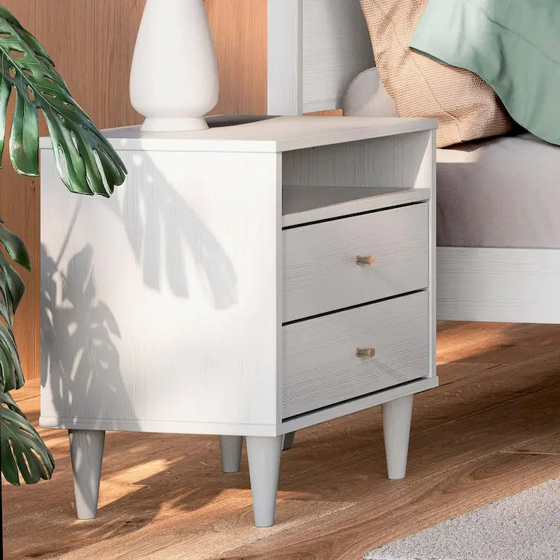 Grain Wood Furniture Mid Century Two-Drawer Nightstand