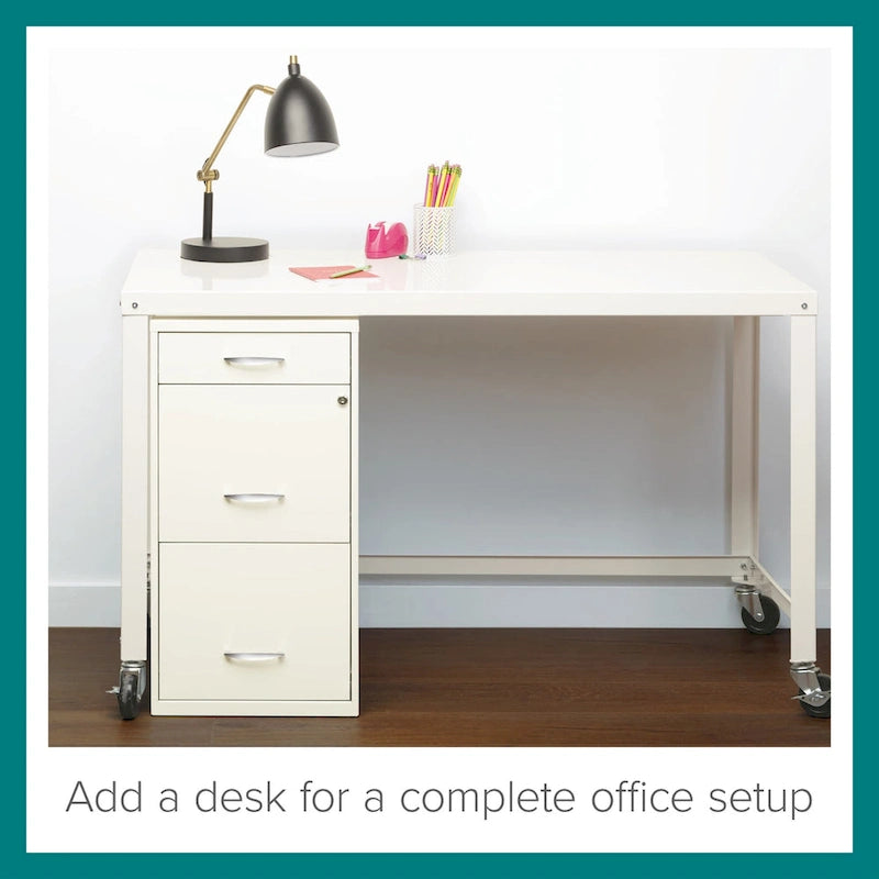 Space Solutions 18 Deep 3 -drawer Organizer File Cabinet, Off-White