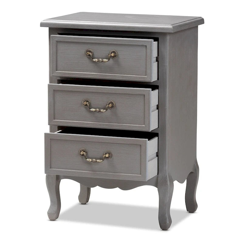Baxton Studio Capucine Antique French Country Cottage Wood 3-Drawer End Table