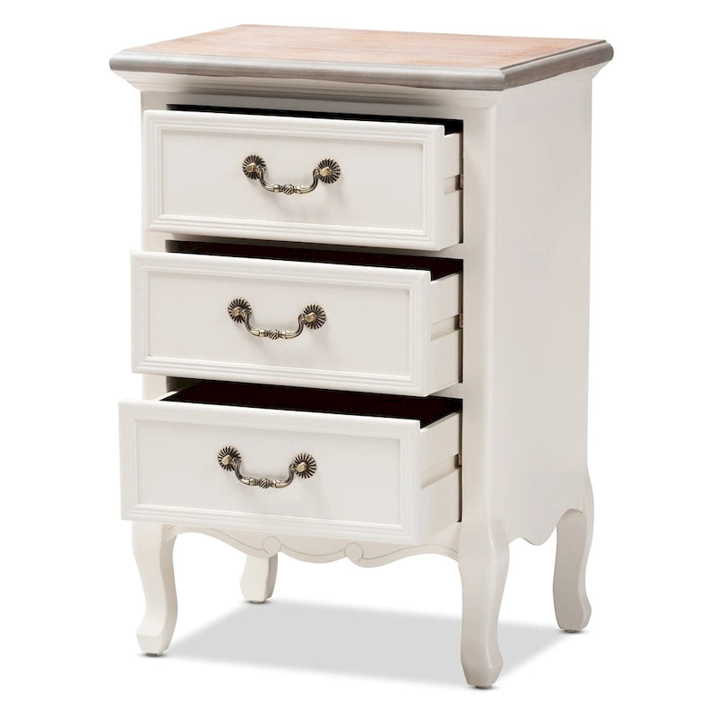 Baxton Studio Capucine Antique French Country Cottage Wood 3-Drawer End Table