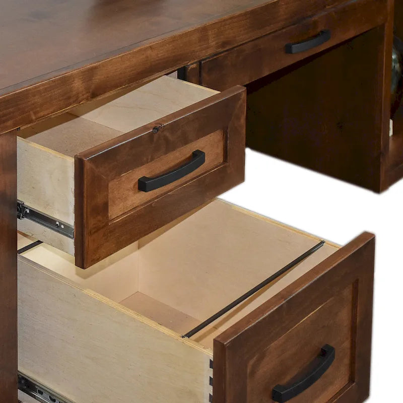 Bridgevine Home Sausalito 71 inch Executive Desk, No Assembly Required, Whiskey Finish