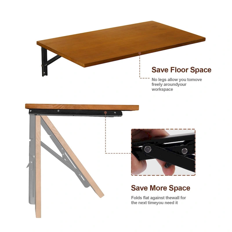 Multifunctional Wall Mounted Folding Desk Wooden Shelf & Workbench