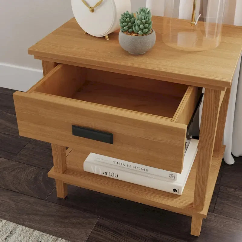 Oak Park Brown Wood King Bed and Two Nightstands