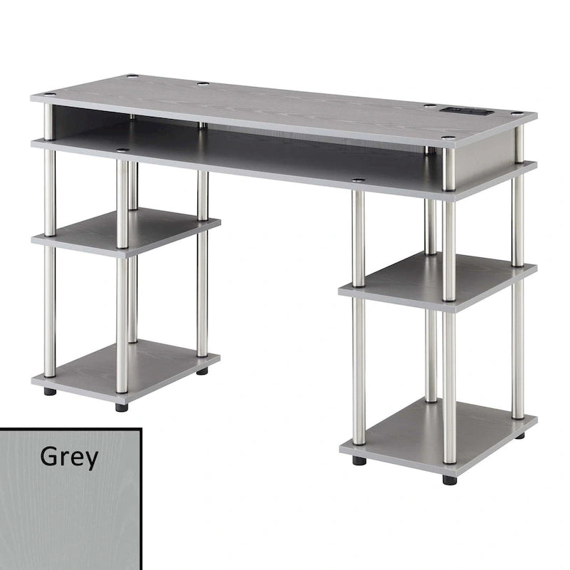 Convenience Concepts Designs2Go No Tools Student Desk with Charging Station and Shelves