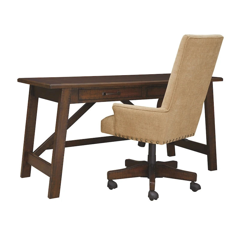 Baldridge Rustic Brown Home Office Large Leg Desk