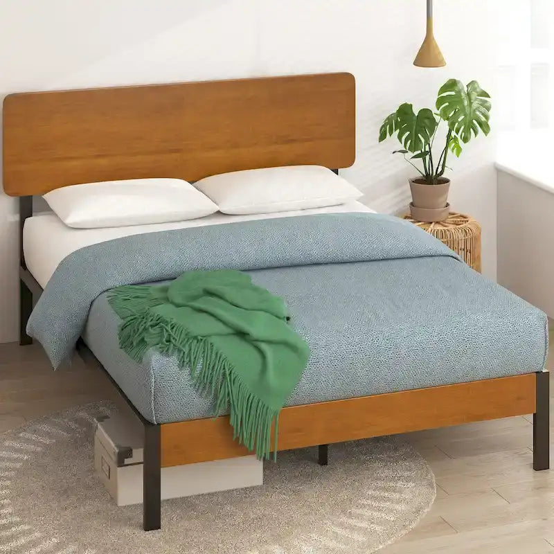 Priage by ZINUS Black Metal Platform Bed Frame