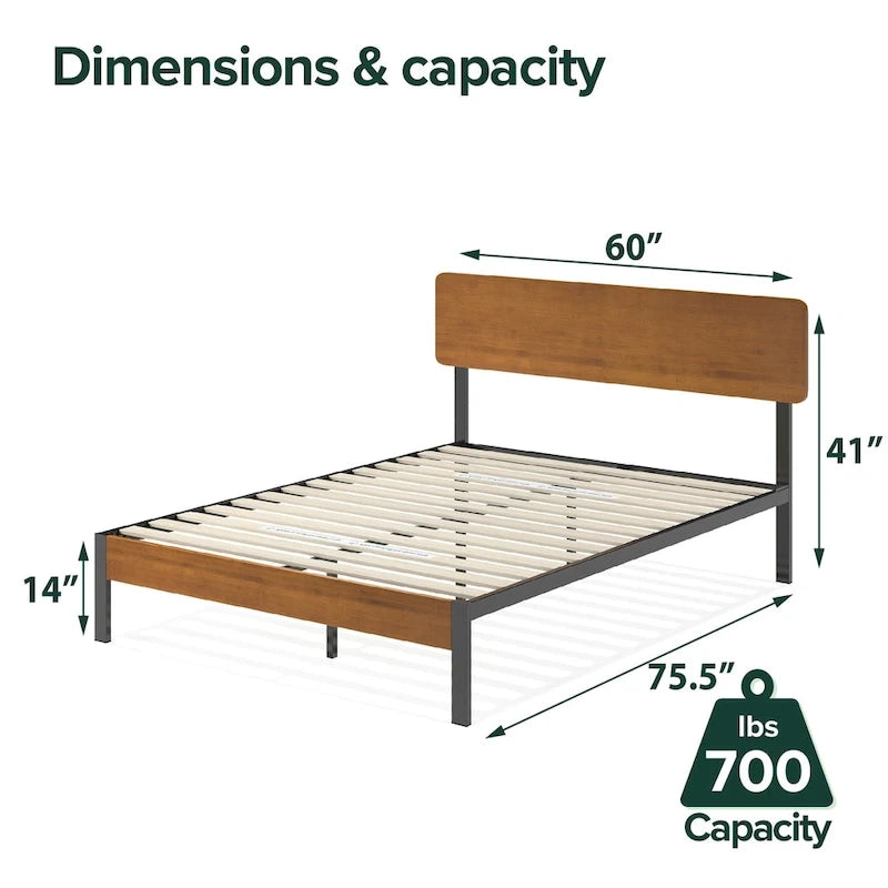 Priage by ZINUS Black Metal Platform Bed Frame