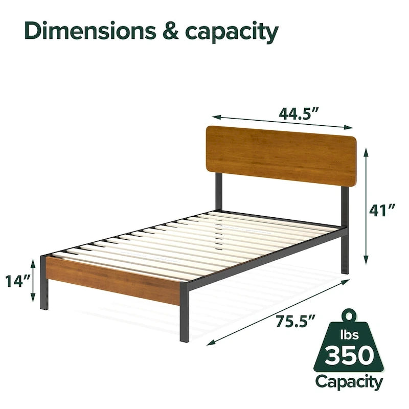 Priage by ZINUS Black Metal Platform Bed Frame