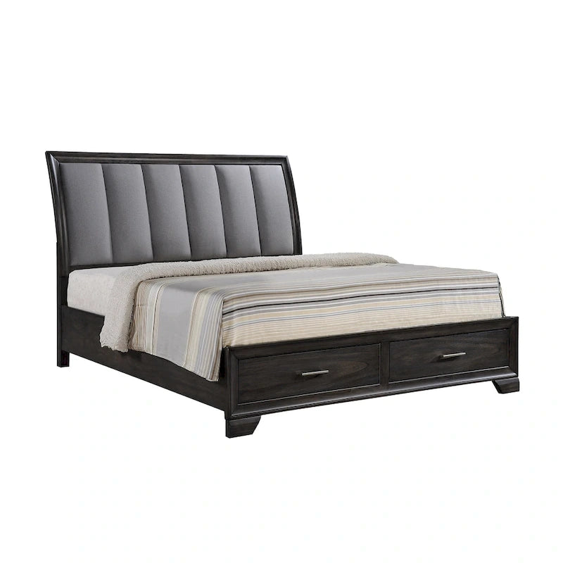 Ayla 5 Piece Gray Storage Fabric Platform Bedroom Set