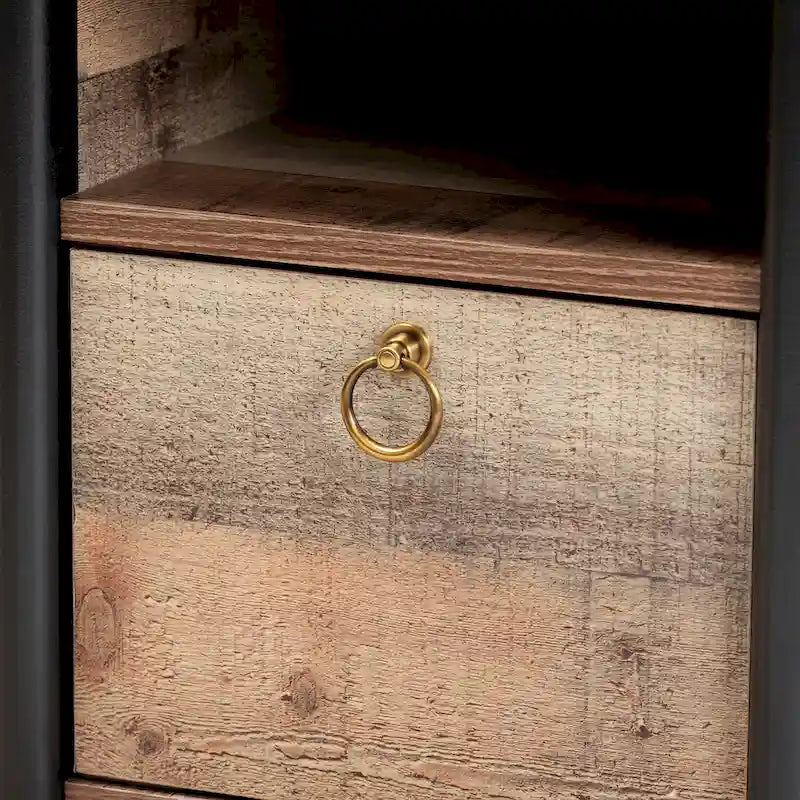 Vaughan Modern Rustic Oak Brown and Black Finished Wood Nightstand