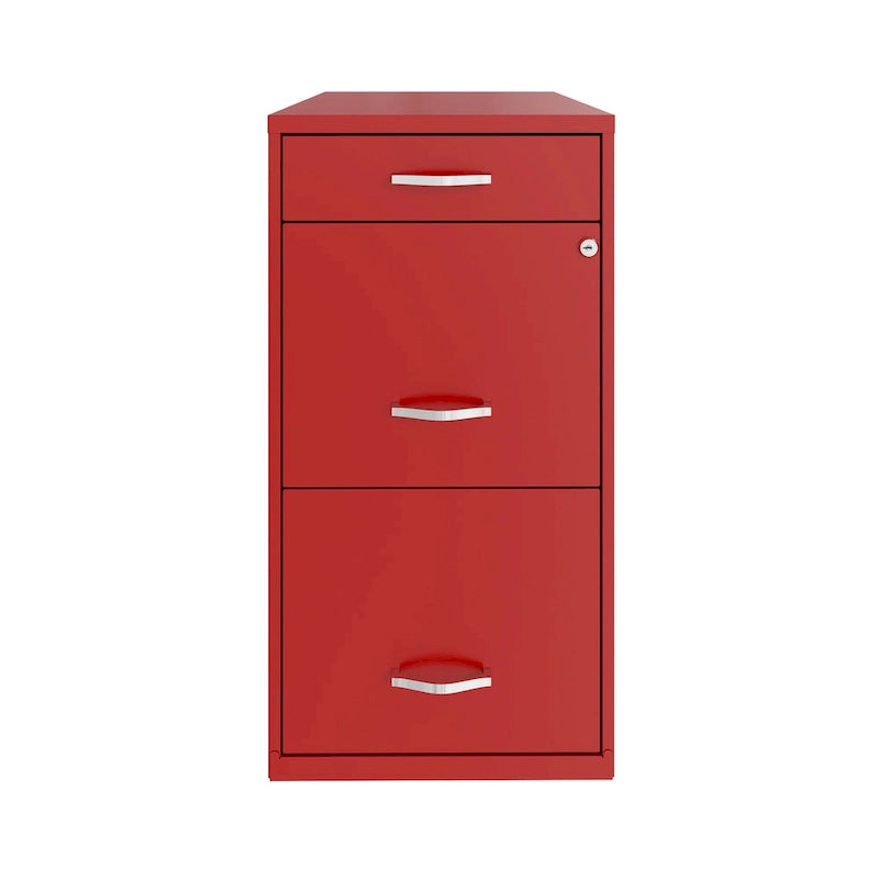 Space Solutions 18 Deep 3 Drawer Metal File Cabinet, Lava Red