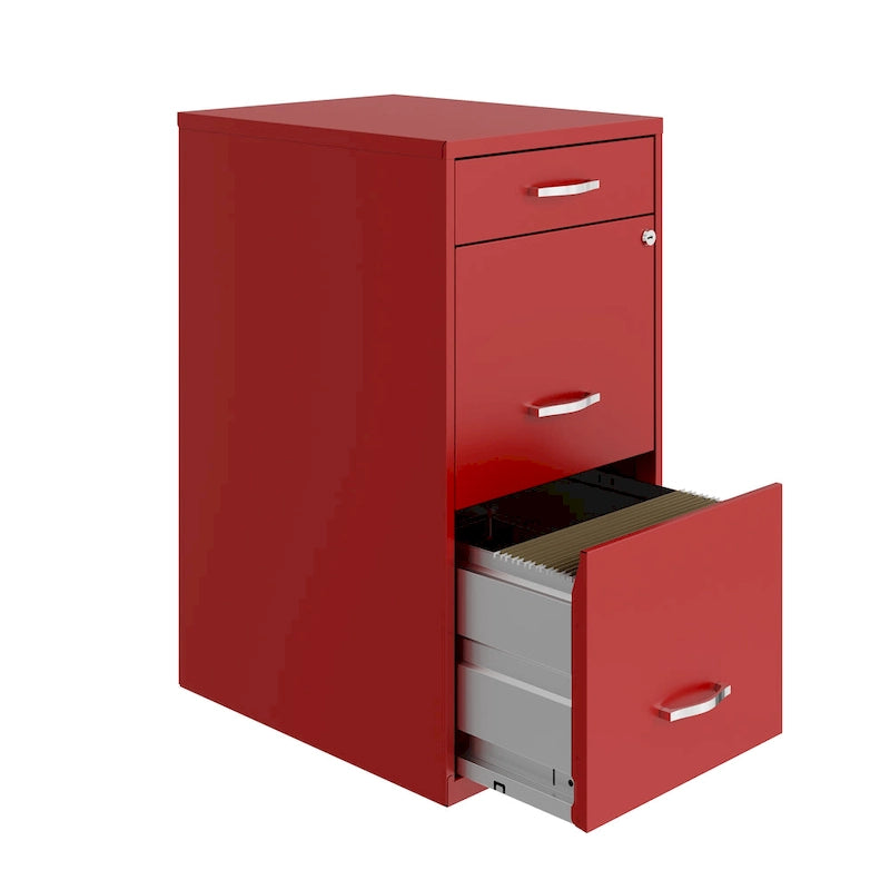 Space Solutions 18 Deep 3 Drawer Metal File Cabinet, Lava Red