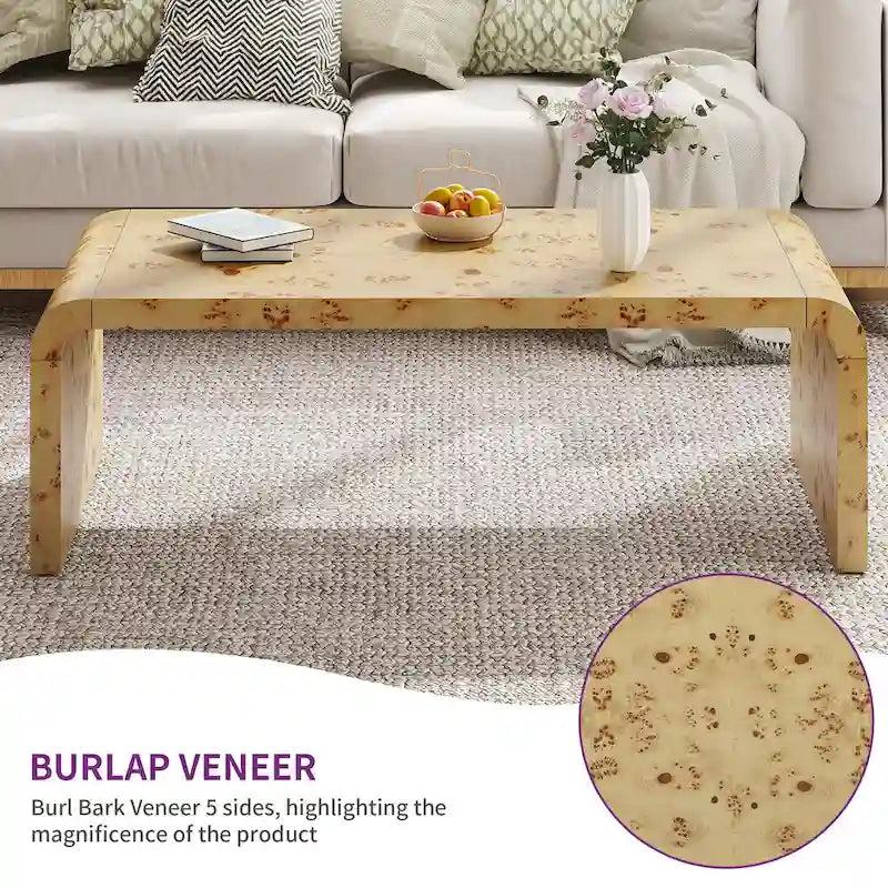Moasis 45 Arched Burl Leather Coffee Table