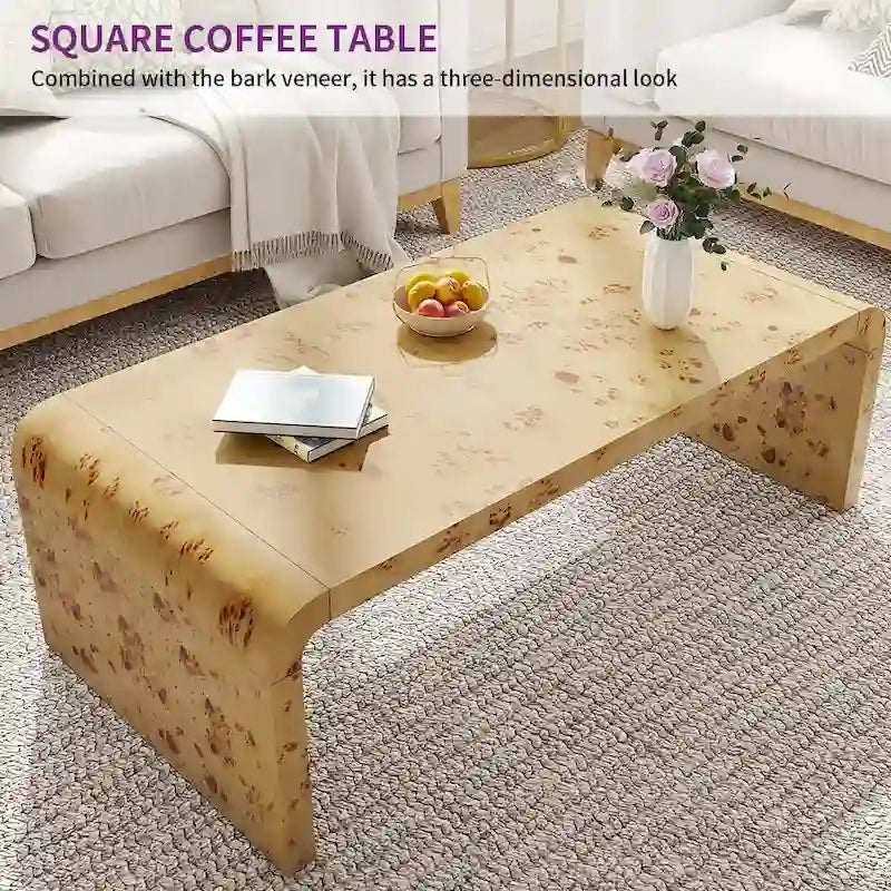 Moasis 45 Arched Burl Leather Coffee Table