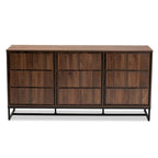 Neil Brown Wood and Black Finished Metal 3-Door Sideboard Buffet
