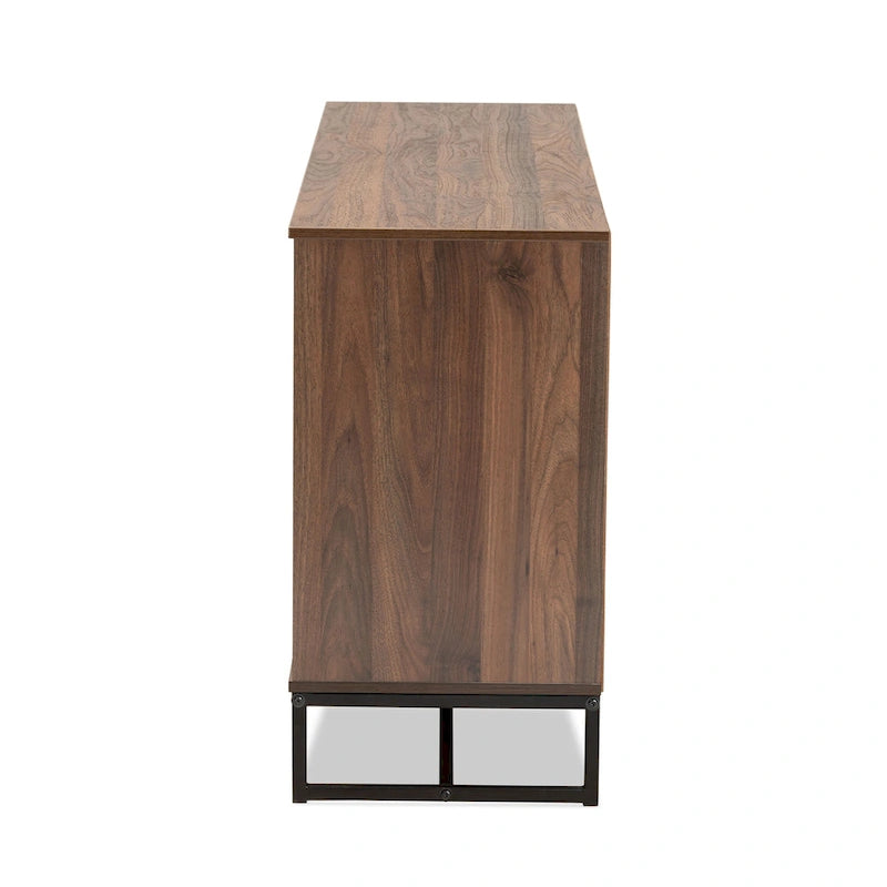 Neil Brown Wood and Black Finished Metal 3-Door Sideboard Buffet