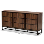 Neil Brown Wood and Black Finished Metal 3-Door Sideboard Buffet