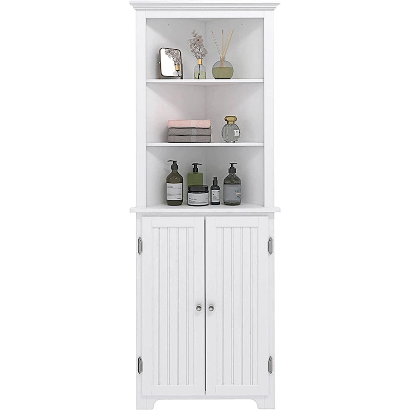 UTEX Tall Corner Cabinet, Free Standing Corner Storage Cabinet with Doors and Adjustable Shelves