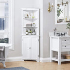 UTEX Tall Corner Cabinet, Free Standing Corner Storage Cabinet with Doors and Adjustable Shelves