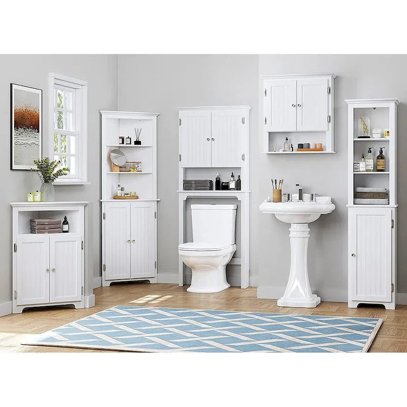 UTEX Tall Corner Cabinet, Free Standing Corner Storage Cabinet with Doors and Adjustable Shelves