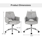 Modern Mid Back Tufted Office Chair Faux Leather Computer Desk Chair