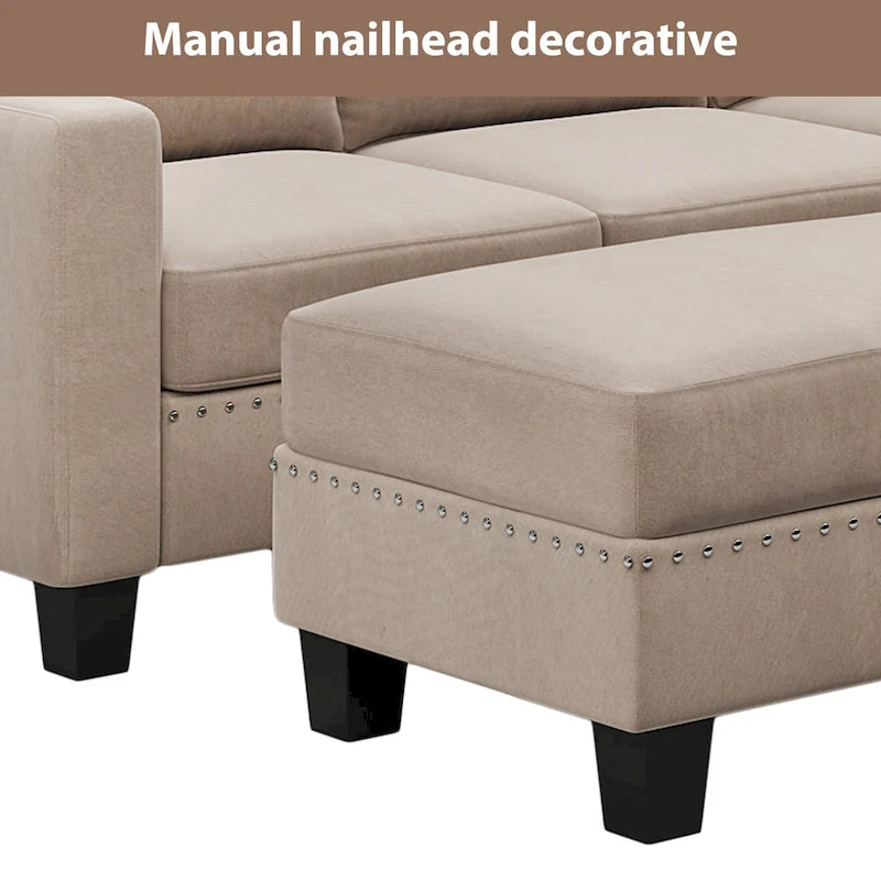 [New] [VIDEO provided] 81.1*76.3*35 Reversible Sectional Couch with Storage Ottoman L-Shaped Sofa,Sectional Sofa with Chaise,Na
