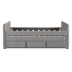 Twin Size Upholstered Daybed with Twin Size Trundle and Drawers, Velvet, Beige