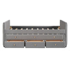 Twin Size Upholstered Daybed with Twin Size Trundle and Drawers, Velvet, Beige