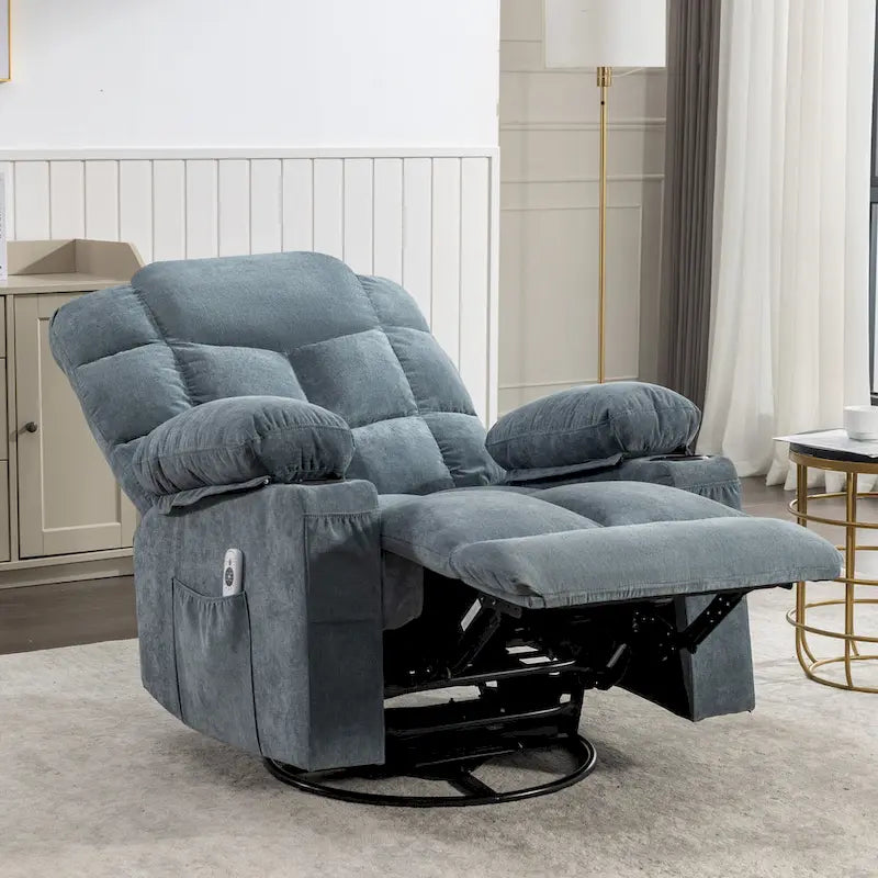 Massage Rocker Recliner Chair Rocking Chairs for Adults Oversized with 2 Cup Holders, USB Charge Port Soft Features a Manual Mas