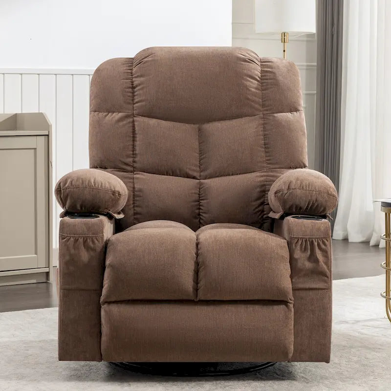 Massage Rocker Recliner Chair Rocking Chairs for Adults Oversized with 2 Cup Holders, USB Charge Port Soft Features a Manual Mas