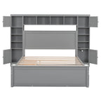 Queen Size Wooden Bed With All-in-One Cabinet, Shelf and Sockets, Espresso
