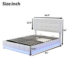 Letto a piattaforma imbottito trapuntato con sistema di stoccaggio idraulico, letto contenitore in PU Queen Size con luci a LED e caricatore USB, nero