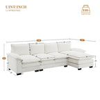 [VIDEO provided][New]118*55 Modern L-shaped Chenille Cloud Sofa with Double Seat Cushions,5-seat Upholstered Indoor Furniture,S