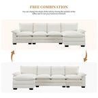 [VIDEO provided][New]118*55 Modern L-shaped Chenille Cloud Sofa with Double Seat Cushions,5-seat Upholstered Indoor Furniture,S