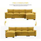 [VIDEO provided][New]118*55 Modern L-shaped Chenille Cloud Sofa with Double Seat Cushions,5-seat Upholstered Indoor Furniture,S