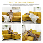 [VIDEO provided][New]118*55 Modern L-shaped Chenille Cloud Sofa with Double Seat Cushions,5-seat Upholstered Indoor Furniture,S