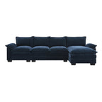 [VIDEO provided][New]118*55 Modern L-shaped Chenille Cloud Sofa with Double Seat Cushions,5-seat Upholstered Indoor Furniture,S