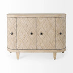 Lennon Beige Fir Veneer 4 Door Cabinet - 47.2L x 15.0W x 33.1H